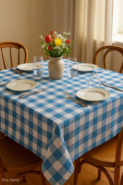 Checkered Tablecloth Tablecloth 160X160 cm Happytime
