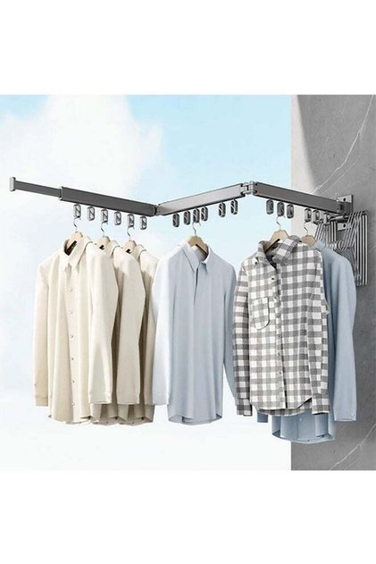 JCB CHIC Foldable Clothes Drying Rack Wall Mounted Clothes Hanger Tri-Fold Laundry Drying Rack Rota