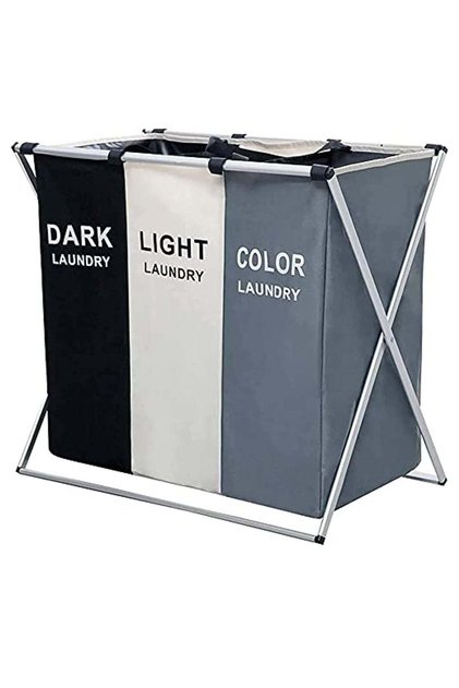 Laundry Basket three-color laundry sorter 3 section collapsible laundry baskets with Waterproof Oxf
