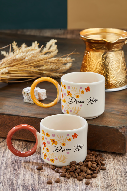 Dream more 2'li Kahve,çay,espresso,bitki çayı,kupa seti desenli kupa