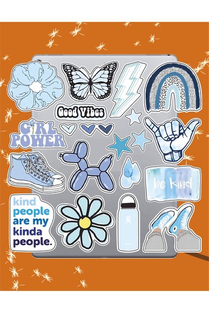 Blue Themed Series 1 Sticker Set | Laptop Agenda Notebook Tablet Phone Notebook Sticker Bullet Journal