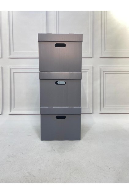 Storage Box 3 Pieces Gray Decorative Storage Box Toy Box Archive Storage Organizer Gray Box