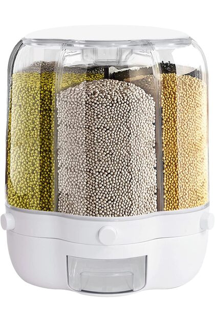 Grain Dispenser, 360° Rotating Grain Storage Food Dispenser