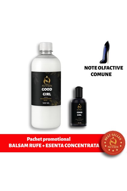 Pachet promotional Balsam rufe 500ml + Esenta concentrata 50ml, miros inspirat din Good Girl