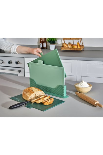 Flat Cutting Board Set with Stand and Portable (4 Pcs) - Green