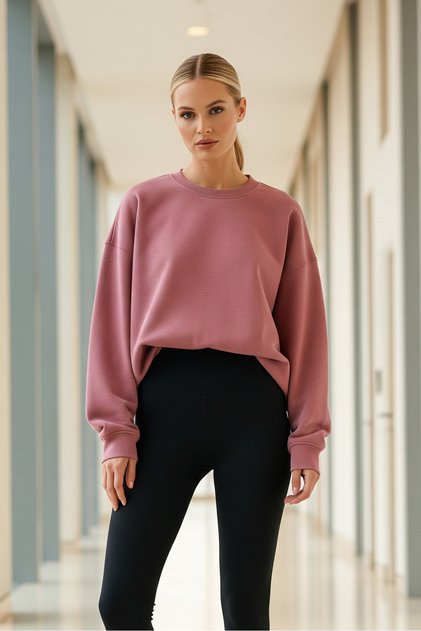 Women's Oversize Winter Loose Fuchsia Sweatshirt