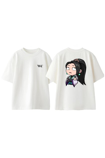 Valorant Sage Design Back Printed Cotton White Oversize T-Shirt