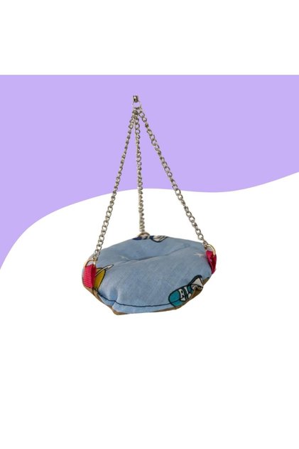 Budgie Hammock Swing 10cm Blue Patterned