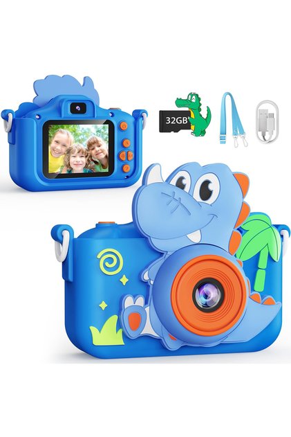 Aparat foto digital pentru copii - Dinozaur, 48MP, 1080P HD, cadoul perfect pentru copii de 3-12 ani