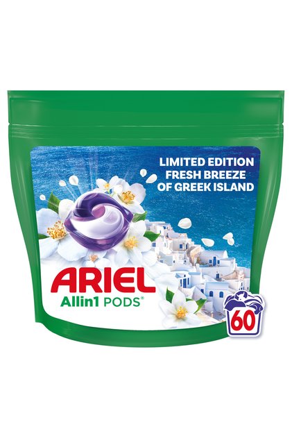 Capsulă de detergent Ariel Fresh Breeze Greek, 60 de spălări