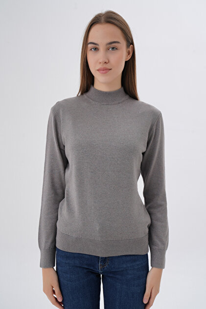 Women's 100% Organic Cotton Half Turtleneck Knitwear Sweater Knitted Blouse Trist-6104