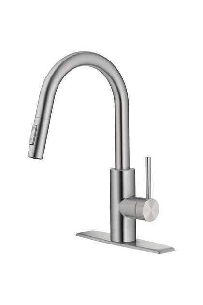 Baterie de bucătărie ® cu duș extensibil, jet reglabil, design modern, argintiu