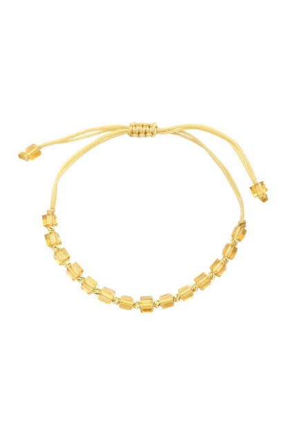 Bratara Snur cu Bile Aur 14k si Cristal Cubic Galben