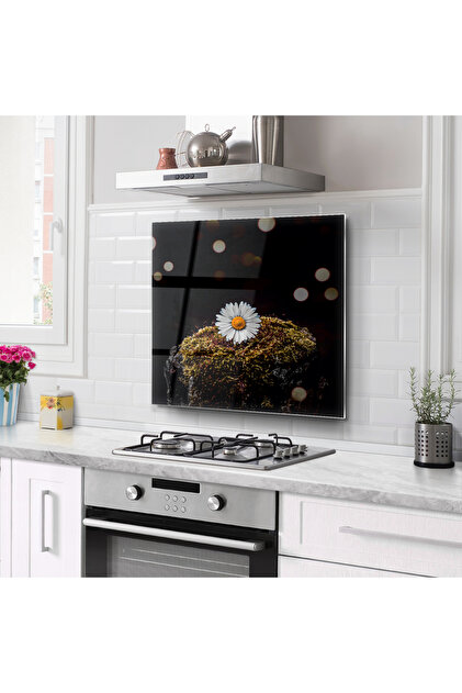 Kitchen Glass Stove Back Protector | Daisy Pattern
