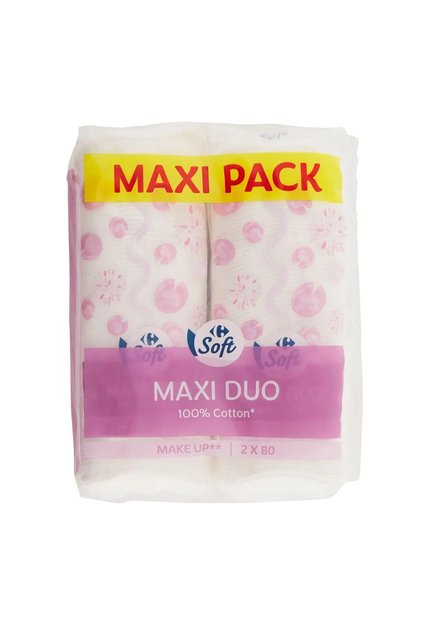 Dischete demachiante Carrefour Soft Maxi Duo in forma ovala 2x80buc