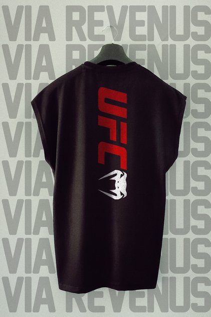 Ufc Back Printed Zero Sleeve Crew Neck Sports Tshirt
