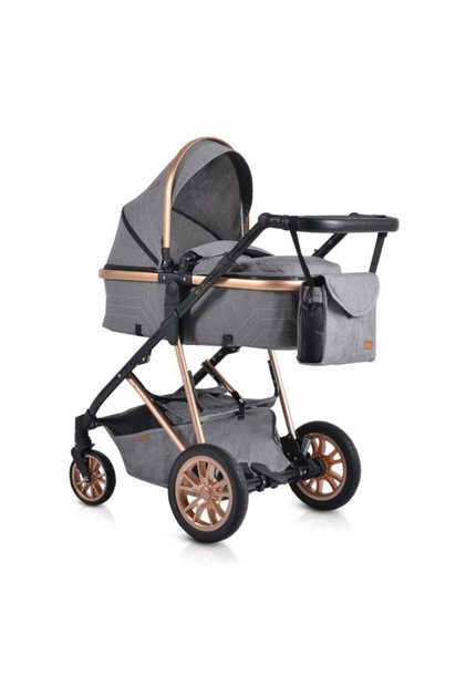 Cărucior Midas Grey 2 în 1 pentru nou-născuți - Pătuț convertibil în mod sport, aluminiu ușor
