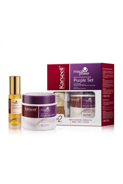 Set Cadou Premium Mov – Masca Mov pentru Par Blond & Gri cu Ulei de Argan