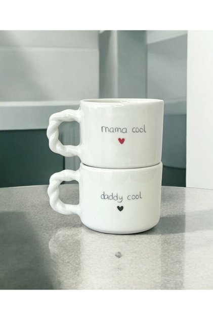 Mama Cool & Daddy Cool Anne Baba 2’li El Yapımı Seramik Kupa Seti