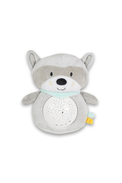 Lampa de veghe pentru camera copii Snuggly Racoon cu sunete albe,10 melodii linistitoare si sun