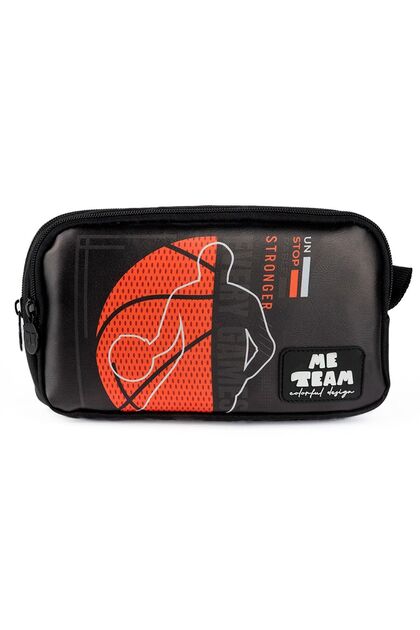 Me Team Licensed Printed Pen Holder - Black 2-Compartment Basketball Themed Pen Bag
