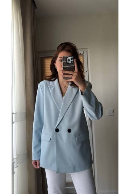 Women's Polyviscos Woven Two Button Blazer Jacket