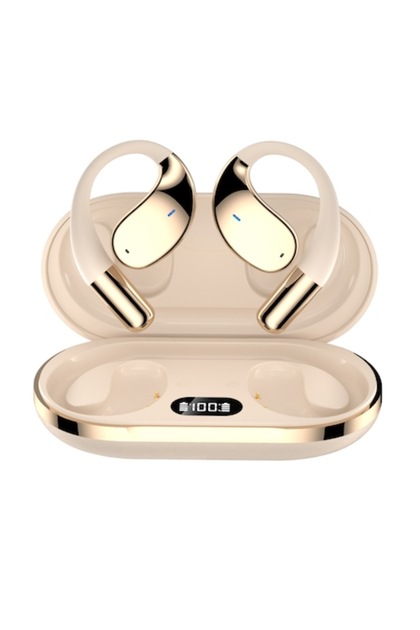 Căști wireless cu urechi deschise, traducere în timp real prin inteligență artificială, 144 de limbi, Bluetooth 5.4, bej, A A