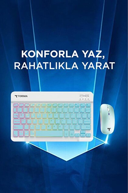 Torima Kablosuz Klavye Mouse Seti Rgb Işıklı Şarj Edilebilir TMK