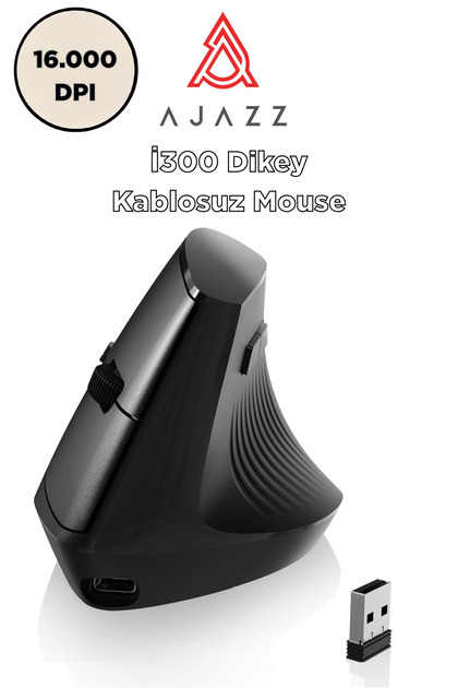 Ajazz i300 Kablosuz Ergonomik Dikey Mouse- 84Gr-Sessiz Tıklama- 57