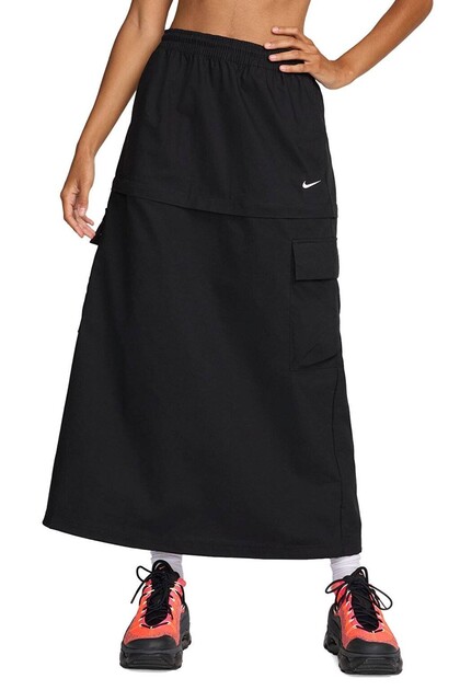 Sportswear Woven Cargo 2n 1 Loose Fit Midi Skirt Kadın Bol Kesim Dokuma Kargo Uzun ve Mini Etek