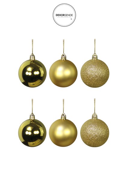 Christmas Ornament 6 Ball Gold 8 cm