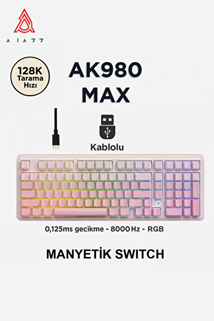 Ajazz AK980 Max HE Manyetik Switch Klavye- 128K Tarama Hızı-0.125