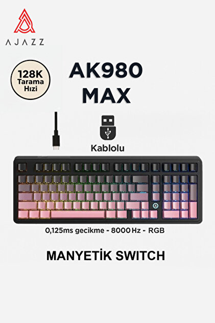 Ajazz AK980 Max HE Manyetik Switch Klavye- 128K Tarama Hızı-0.125