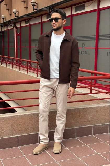 Men'S, Wicking Pattern, Shirt Collar, Relaxed Fit, Seasonal-Spring Jacket 618
