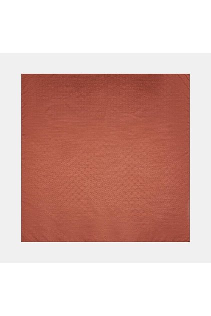 Pamuk İpek Monogram Eşarp 41301-Kızıl Kahve