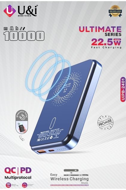 U&i BORN TO WIN Magsafe Wireless Power Bank, 22.5W PD Fast Charging, 10000mAh