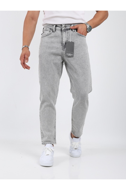 Pantaloni gri din denim pentru bărbați, lavabili