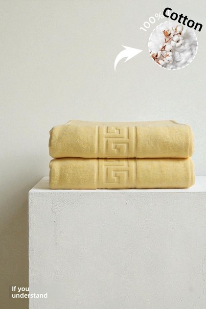 2 Pack Yellow Greek Bath Towels - 70X140 Cm, 490 Gr, 100% Cotton, Spa and Hotel Towels