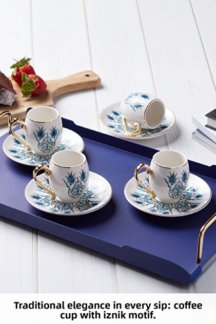 Karaca Iznik 6-Piece Coffee Cup Set, 80 ml, Gold - Price, Reviews