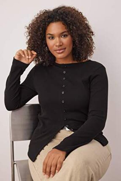 Trendyol Collection More Sustainable Navy Blue Basic Ribbed Wide