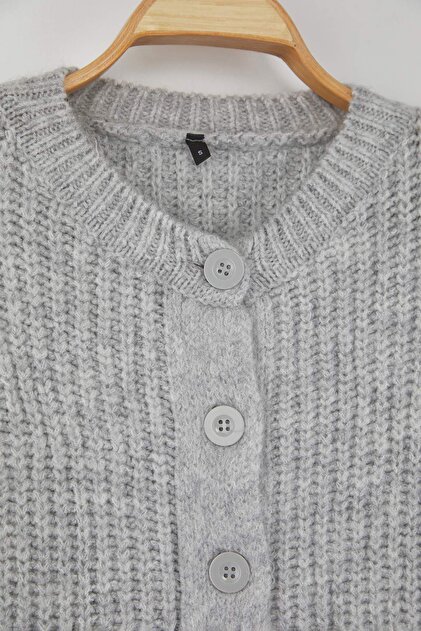 Trendyolmilla Wardrobe Essentials Gri Yumuşak Dokulu Basic Triko