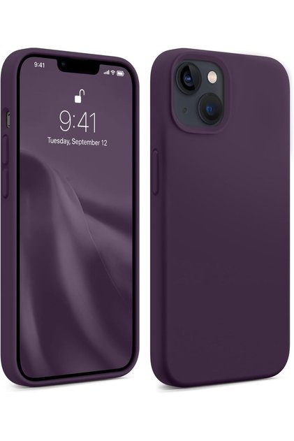 iPhone 13 / 14 Compatible Deep Purple Silicone Case with Suede Erasable Launch Cover