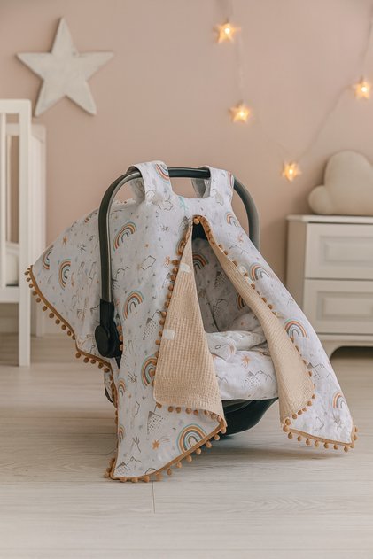 100% Cotton Multi-Purpose Double Layer Muslin Stroller Cover, Cushion and Sheet