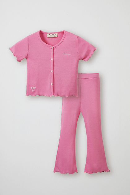 Pink Ribbed Tshirt - Leggings Set
