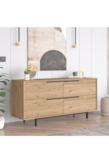 Bohem Konsol 160cm 4 Kapaklı Metal Ayaklı Sepet BOH3-S