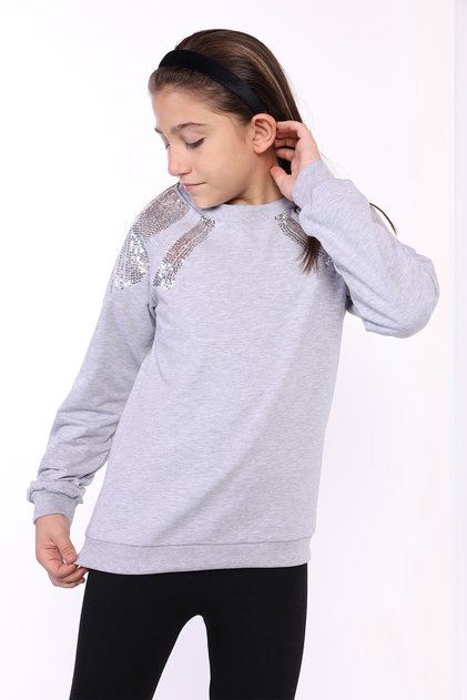 Girl's Sequin Embroidered Sweatshirt