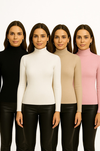 Unisex 4-Piece Cotton Turtleneck Camisole Raster Slimfit High Top Sweatshirt