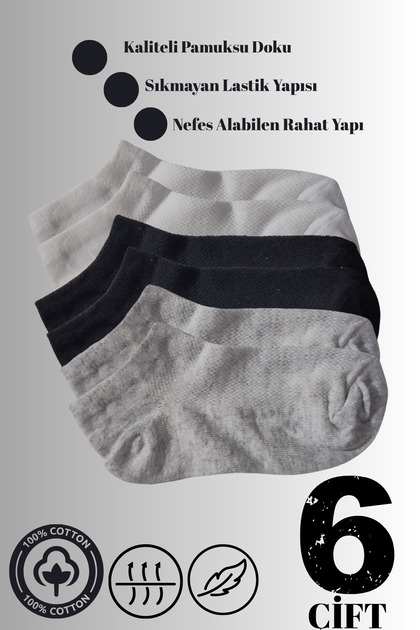 Unisex Boys Girls 6-Piece Cotton Quality Comfortable Mesh Breathable Booties Socks