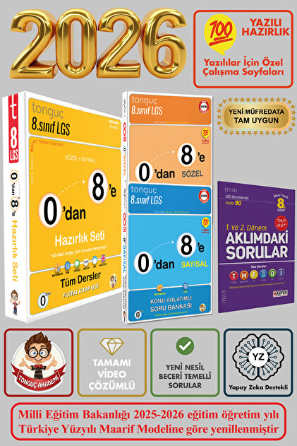 Tonguç Yayınları 8. Sınıf Lgs 0'dan 8'e Hazırlık Seti Tüm Dersler