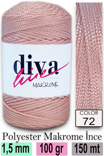 Diva Makrame Konac 72 Puder roze